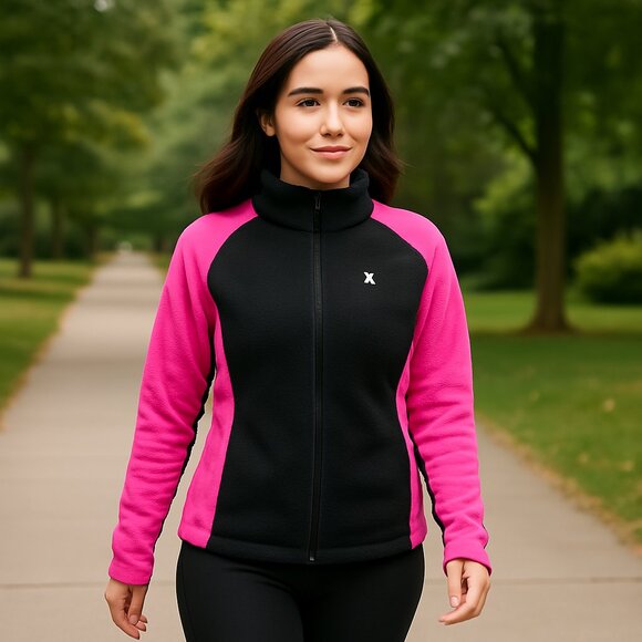Danskin black and pink colorblock athletic jacket - Picture 1 of 7